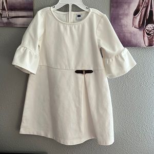 Janie and jack girls dress size 4 white ivory dress 60% cotton gently us…